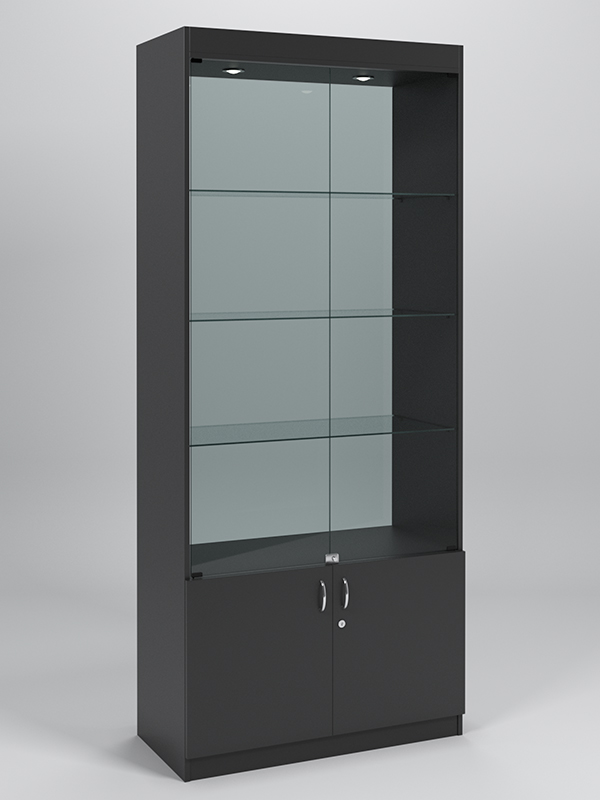 Витрина №1-2 (с дверками, задняя стенка - стекло) Черный