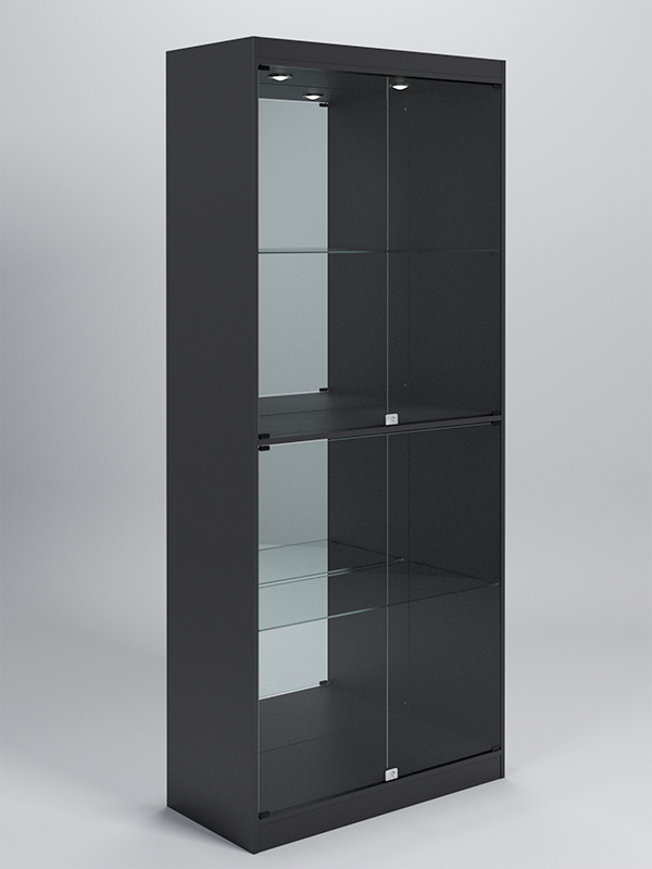 Витрина №8-3 (с дверками, задняя стенка - зеркало) Черный