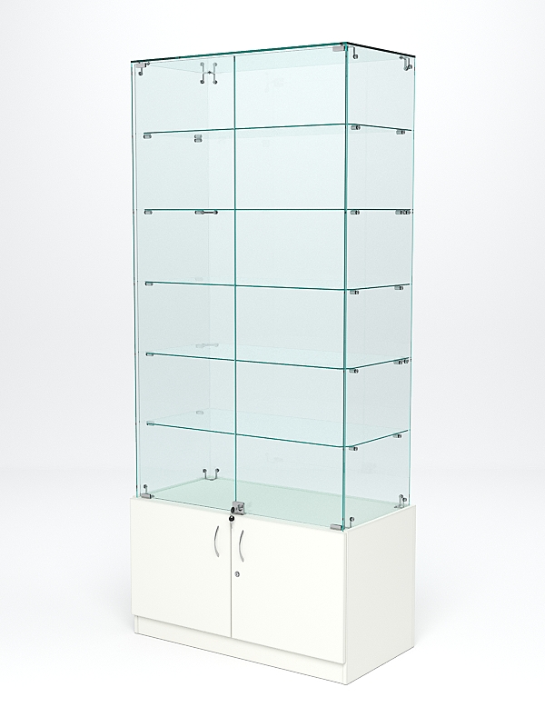 Витрина стеклянная "ИСТРА" №505 (с дверками, задняя стенка - стекло)  Белый