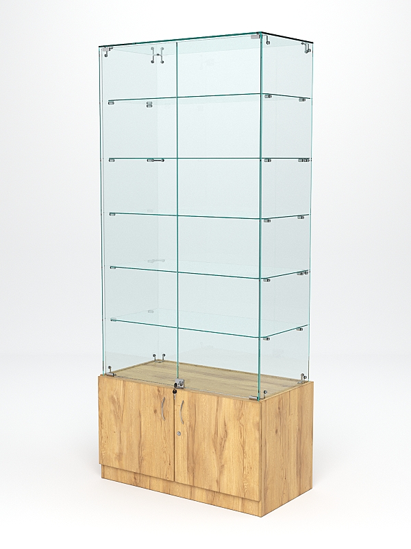 Витрина стеклянная "ИСТРА" №505 (с дверками, задняя стенка - стекло)  Дуб Золотистый