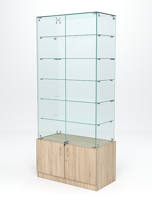 Витрина стеклянная "ИСТРА" №505 (с дверками, задняя стенка - стекло)  Дуб Сонома