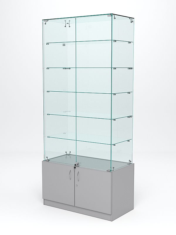 Витрина стеклянная "ИСТРА" №505 (с дверками, задняя стенка - стекло)  Серый