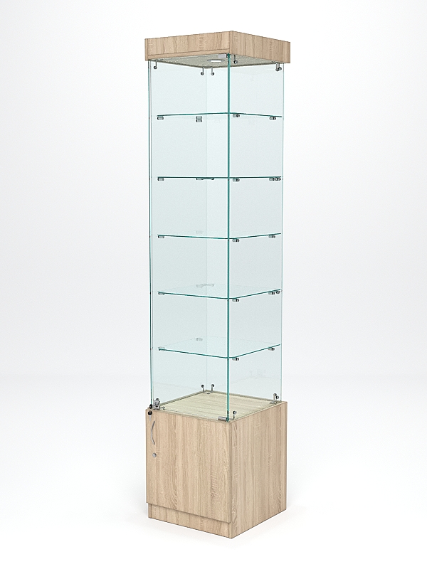 Витрина стеклянная "ИСТРА" №502 (с дверкой, задняя стенка - стекло)  Дуб Сонома