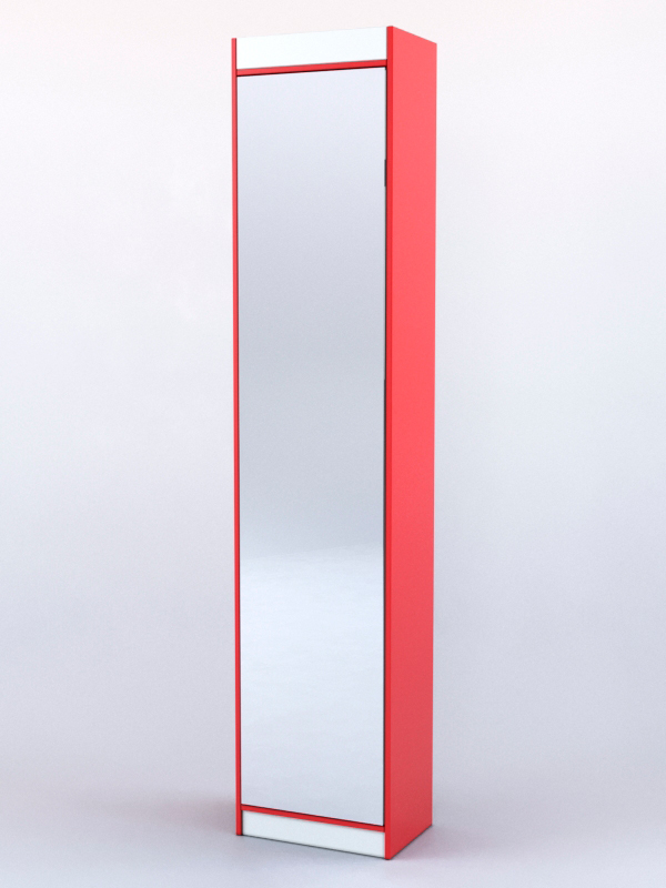 Стеллаж-накопитель из ДСП зеркальный №1 Красный + Белый