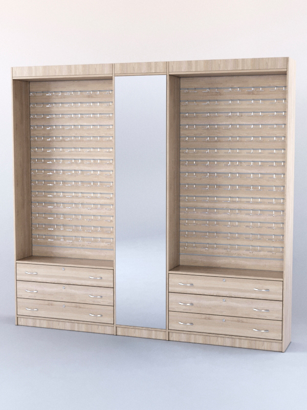 Комплект витрин и шкафов-накопителей с зеркалом №4 Дуб Сонома