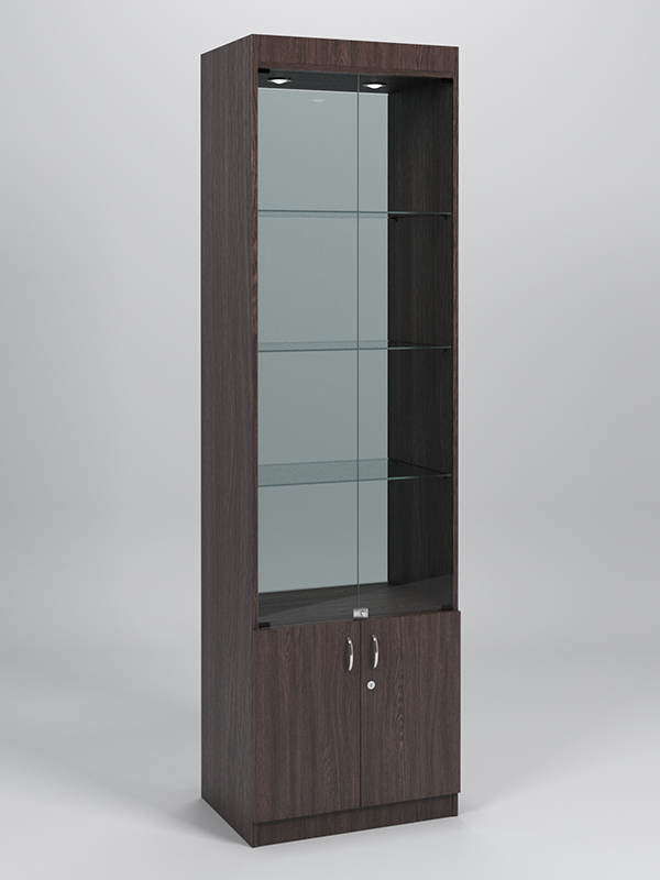 Витрина №1-2-600 (с дверками, задняя стенка - стекло) Дуб Венге