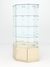 Витрина стеклянная "ИСТРА" угловая №120 шестигранная (без дверки задние стенки - зеркало) Крем Вайс