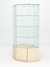 Витрина стеклянная "ИСТРА" угловая №118 шестигранная (без дверки, задние стенки - стекло) Крем Вайс