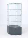 Витрина стеклянная "ИСТРА" угловая №115 пятигранная (без дверки, задние стенки - стекло), Темно-Серый