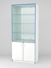 Витрина для аптек №1-3 задняя стенка зеркало, Белый-Кромка Делфт голубой