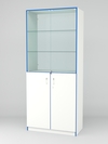 Витрина для аптек №3-2 задняя стенка стекло, Белый-Кромка Делфт голубой