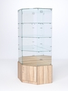 Витрина стеклянная "ИСТРА" угловая №116 пятигранная (без дверки, задние стенки - зеркало), Дуб Сонома