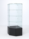 Витрина стеклянная "ИСТРА" угловая №115 пятигранная (без дверки, задние стенки - стекло), Черный