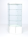 Витрина стеклянная "ИСТРА" угловая №113 пятигранная (без дверки, задние стенки - стекло), Белый