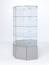 Витрина стеклянная "ИСТРА" угловая №116 пятигранная (без дверки, задние стенки - зеркало), Серый
