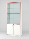 Витрина для аптек №4-2 задняя стенка стекло, Белый-Кромка Красный