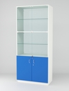 Витрина для аптек №4-2 задняя стенка стекло, Белый-Делфт голубой