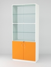 Витрина для аптек №4-2 задняя стенка стекло, Белый-Оранжевый