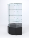 Витрина стеклянная "ИСТРА" угловая №116 пятигранная (без дверки, задние стенки - зеркало), Черный