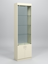 Витрина №300-2-600 (с дверками, задняя стенка - стекло), Крем Вайс