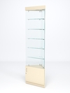 Витрина стеклянная "ИСТРА" угловая №601-У трехгранная (без дверок, бока - стекло), Крем Вайс