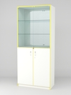 Витрина для аптек №3-3 задняя стенка зеркало, Белый-Кромка Цитрусовый желтый