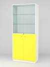Витрина для аптек №3-2 задняя стенка стекло, Белый-Цитрусовый желтый