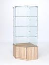 Витрина стеклянная "ИСТРА" угловая №115 пятигранная (без дверки, задние стенки - стекло), Дуб Сонома