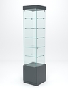Витрина стеклянная "ИСТРА" №502 (с дверкой, задняя стенка - стекло) , Темно-Серый