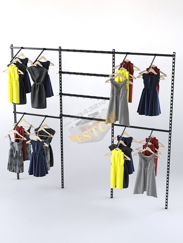 Настенная система с комбо - поручнями для одежды и под крючки "LOFT" №3-1 (2700мм)
