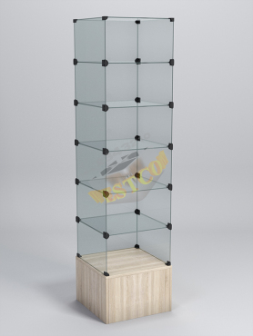 Витрина стеклянная "КУБ" №610 стаканчик (без дверок, передняя стенка - стекло)