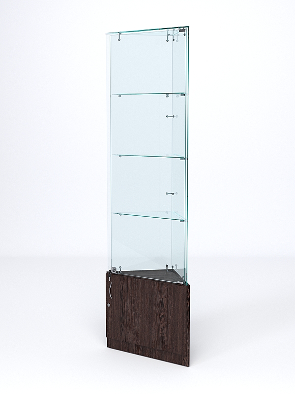 Витрина стеклянная "ИСТРА" угловая №5-У трехгранная (с дверками, бока - стекло) Дуб Венге