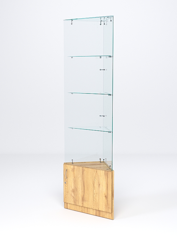 Витрина стеклянная "ИСТРА" угловая №105-У трехгранная (без дверок, бока - стекло) Дуб Золотистый