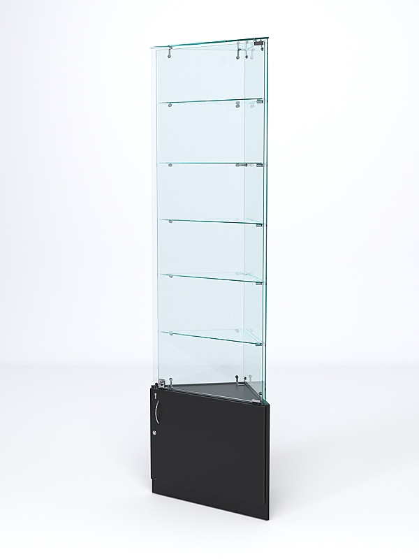Витрина стеклянная "ИСТРА" угловая №505-У трехгранная (с дверками, бока - стекло) Черный