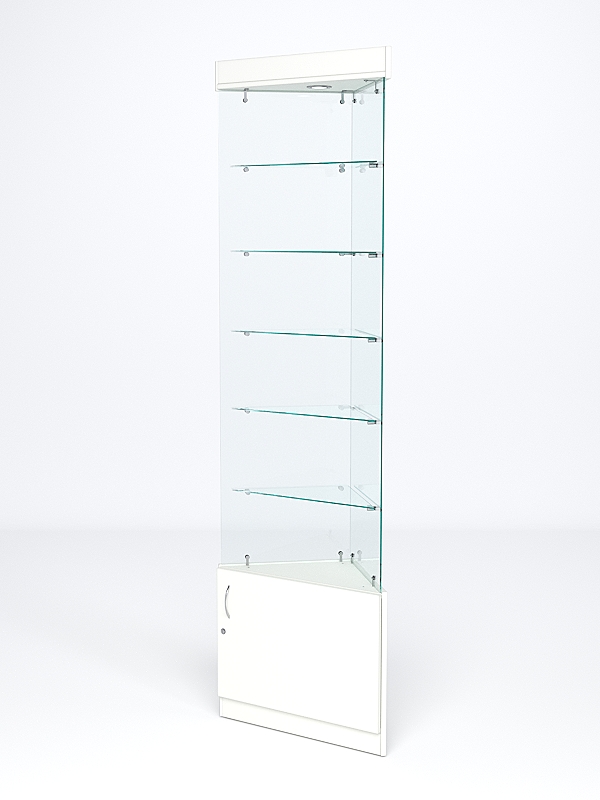 Витрина стеклянная "ИСТРА" угловая №601-У трехгранная (без дверок, бока - стекло) Белый