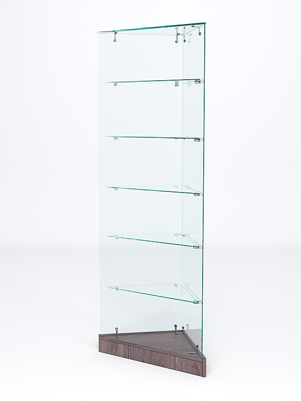 Витрина стеклянная "ИСТРА" угловая №502ХП-У трехгранная (без дверок, бока - стекло) Ясень Анкор