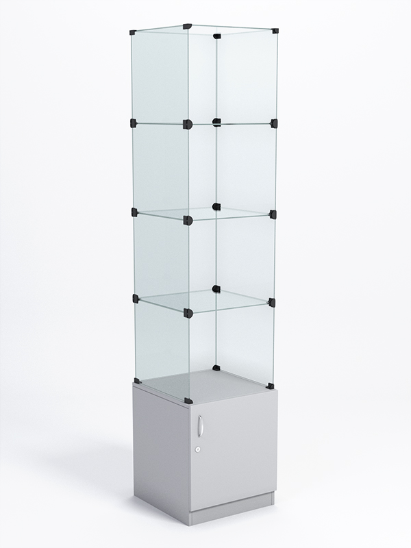 Витрина стеклянная "КУБ" №106 стаканчик (без дверок, передняя стенка - стекло) Серый