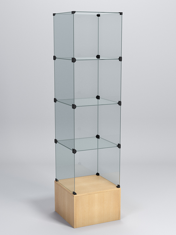 Витрина стеклянная "КУБ" №110 стаканчик (без дверок, передняя стенка - стекло) Бук Бавария