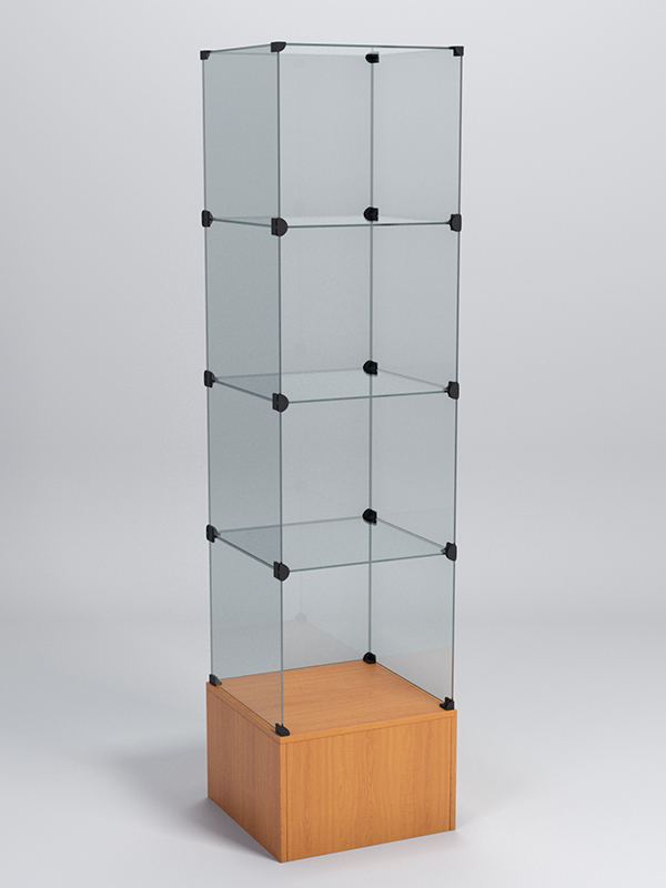 Витрина стеклянная "КУБ" №110 стаканчик (без дверок, передняя стенка - стекло) Вишня