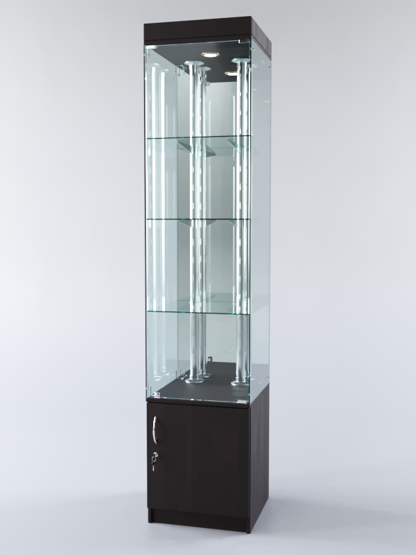 Витрина "ХАЙТЕК" №3-2 (задняя стенка - зеркало)  Дуб Сорано черно-коричневый H1137 ST11