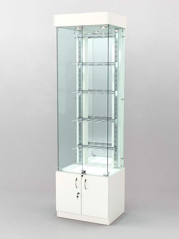 Витрина "КАЛЛИСТА" №2-2 с регулируемыми навесными элементами (задняя стенка - зеркало) Белый