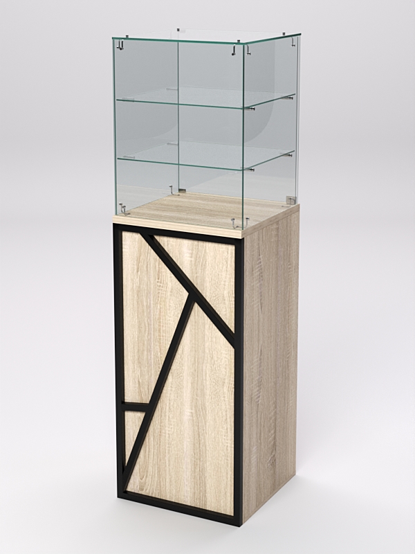 Торговый прилавок малый со стеклянным колпаком серии РОК №10 Дуб Сонома
