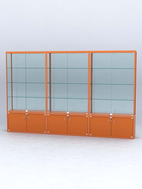 Витрина "АЛПРО" №2-3м-300-2 (задняя стенка - стекло) Оранжевый