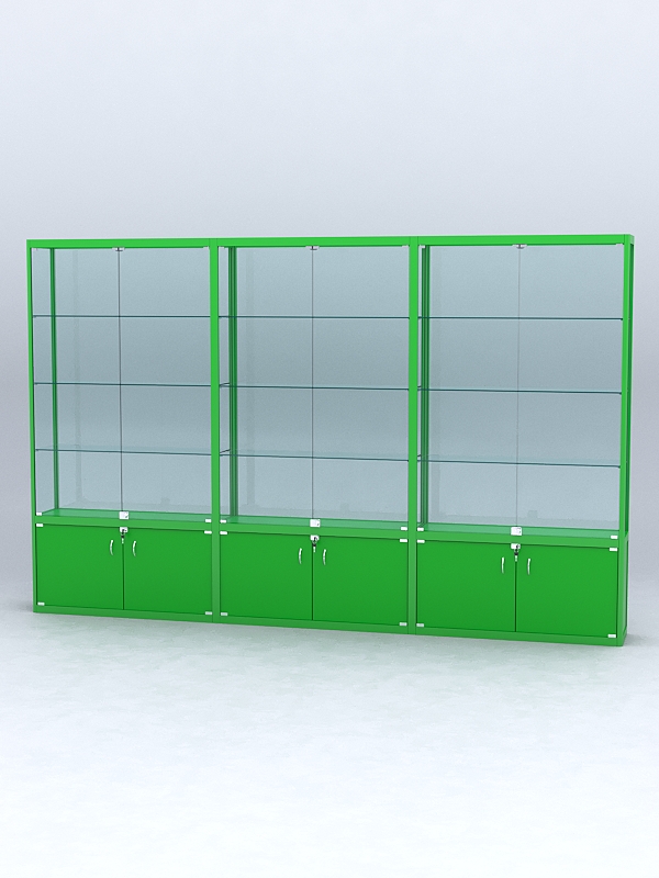 Витрина "АЛПРО" №2-3м-300-2 (задняя стенка - стекло) Зеленый