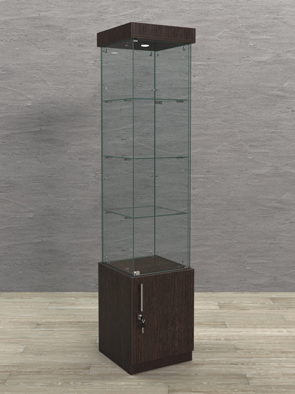 Витрина стеклянная "КРАСА" №2 (с дверкой, задняя стенка - стекло)  Дуб Венге
