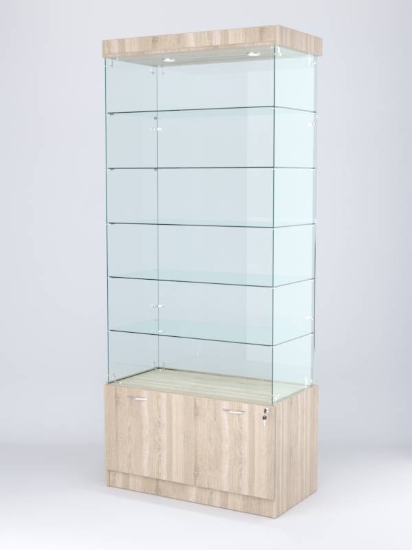 Витрина стеклянная "КРИСТАЛЛ" №601 (без дверок, задняя стенка - стекло) Дуб Сонома