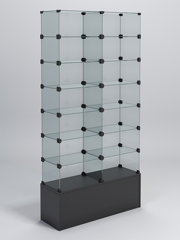 Витрина стеклянная "КУБ" №135 (без дверок, передняя стенка - стекло) Черный
