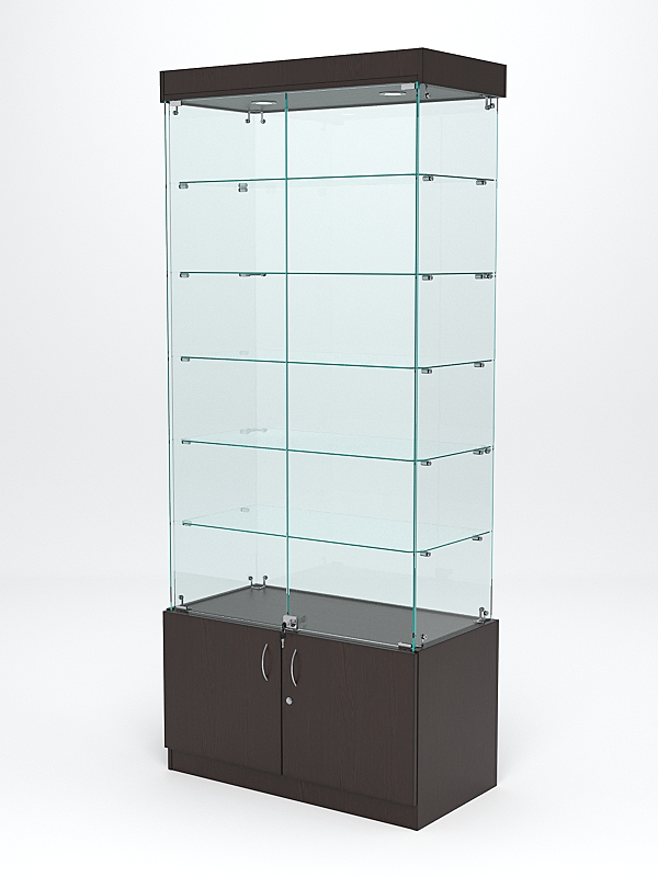 Витрина стеклянная "ИСТРА" №501 (с дверками, задняя стенка - стекло)  Дуб Венге