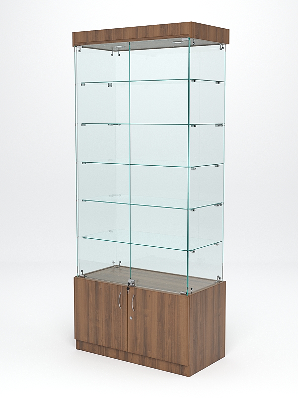 Витрина стеклянная "ИСТРА" №501 (с дверками, задняя стенка - стекло)  Орех