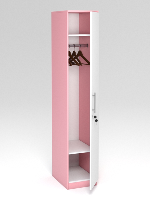 Индивидуальный шкаф в раздевалку Фламинго розовый и Белый
